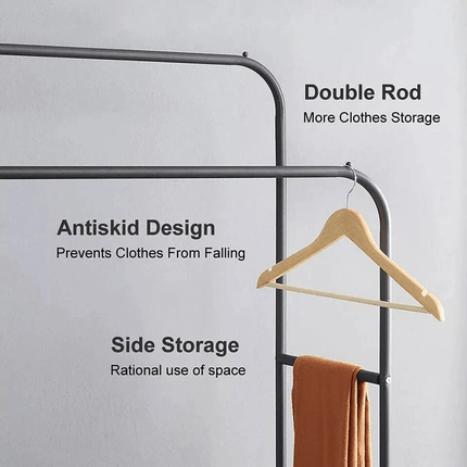 Double Clothes Rail Heavy Duty Garment Rack with Shoe Storage Display Stand for Bedroom Bedroom Wardrobe Organizer Hanging Clothes Rack with Bottom Shelf Storage