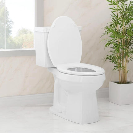 Universal Soft Close Toilet Seat White Oval Plastic WC Lid with Fittings, Quiet Close Bathroom Toilet Seat Replacement, Easy Fit