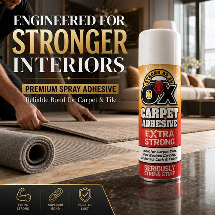 Adhesive Glue Spray 500ml Heavy Duty Multi-Purpose Aerosol Carpet Tile Fabric Foam