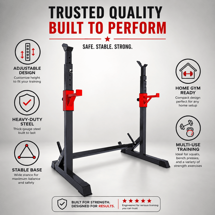 Adjustable Barbell Stand Rack, Height Adjustable Squat Support for Home Gym Strength Training