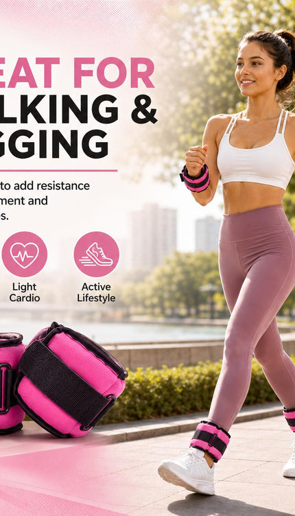 Pink Adjustable Ankle & Wrist Weights – Pair (0.5kg–3kg)