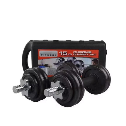 Adjustable Dumbbell & Barbell Set Cast Iron | Home Gym Weights Kit with Connector Bar, Carry Case for Strength Training & Full Body Workout