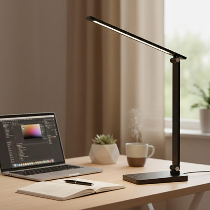 Desk lamp Eye-Caring Dimmable Bedside lamp with USB Charging Port 5 Light Modes for Home, Office, Bedroom, Reading, Work, Study
