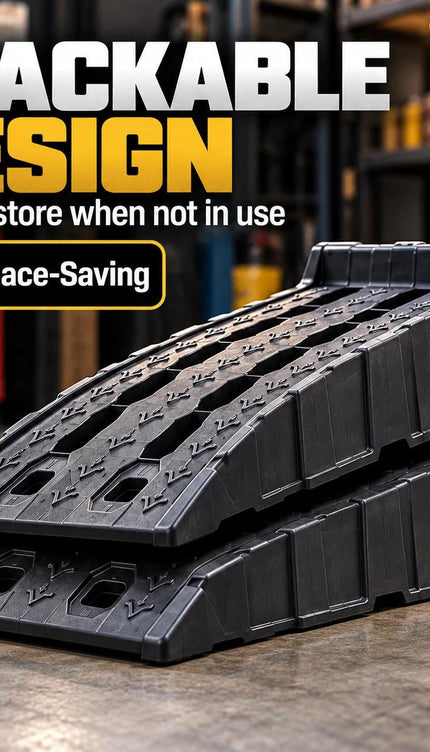 3 Ton Plastic Car Ramps – 2-Piece Stackable Set, Anti-Slip