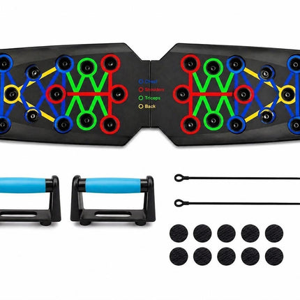 Multifunctional Push Up Board with Resistance Bands, Adjustable Handles Portable Home Gym Workout Equipment for Chest, Shoulders, Arms, Back and Full Body Strength Training Fitness Exercise System