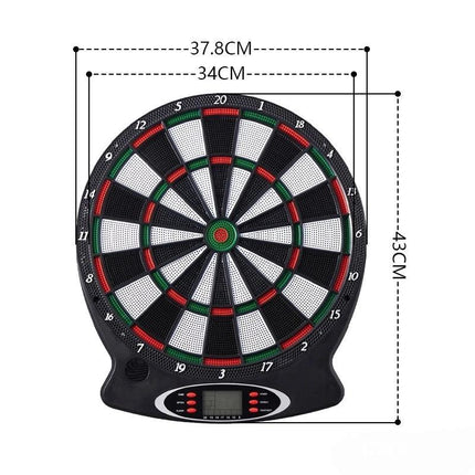43cm Electronic Dart Board Digital Scoring Display with 6 Darts Family Indoor Pub Game