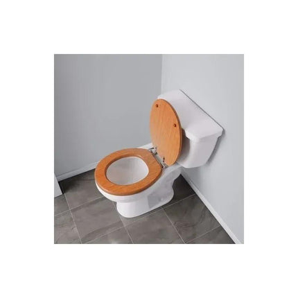 18 Inch Universal Bathroom MDF Toilet Seat Wooden WC Seat with Easy Fit Design and Fittings Durable Comfortable Smooth Finish Replacement Accessory