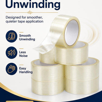 Clear Parcel Tape 48mm x 66m 6 Rolls Strong Heavy Duty Adhesive Box Packing Tape