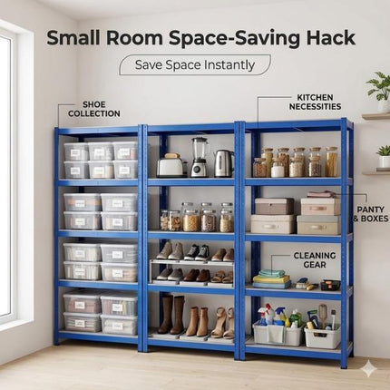 Heavy Duty Metal Storage Shelving Unit Pack of 3 | 5 Tier Galvanised Steel Garage Shelf Rack 150x70x30cm | Workshop Warehouse Organiser