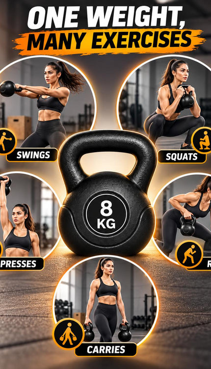 Kettlebell Weights 2KG-20KG Black Vinyl Coated Cement