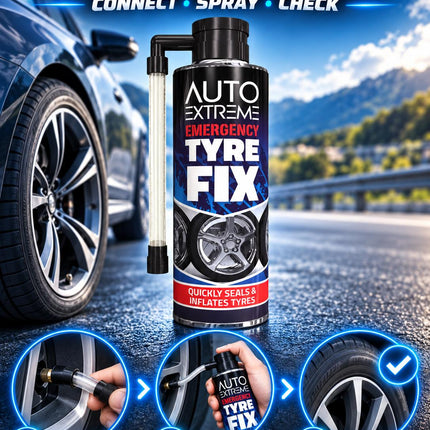 Instant Tyre Fix Spray 300ml Puncture Repair Sealer Inflator For Car Bike Cycle Emergency Flat Tyre Solution