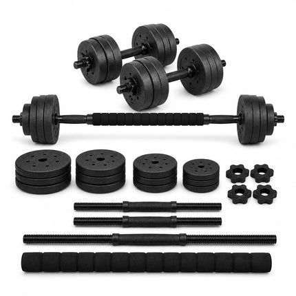 20KG Adjustable Dumbbell & Barbell Set | Home Gym Weight Set with Connecting Rod, Spin Lock Collars & Weight Plates