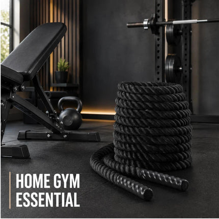 Battle Rope 6m x 38mm Heavy Duty, Polyadic Exercise Rope with Handles for Cardio, Strength & HIIT Workouts