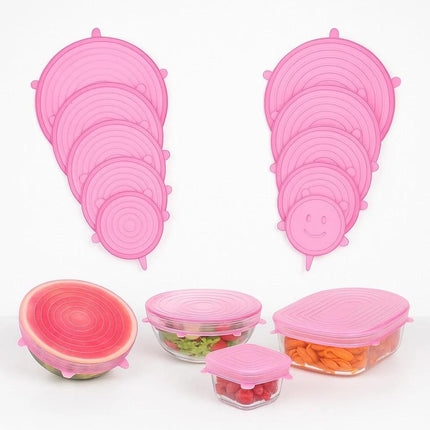 12x Silicone Stretch Lids Flexible Food Covers Reusable Durable Expandable Seal Caps for Bowls Containers Cups Kitchen Storage Solution
