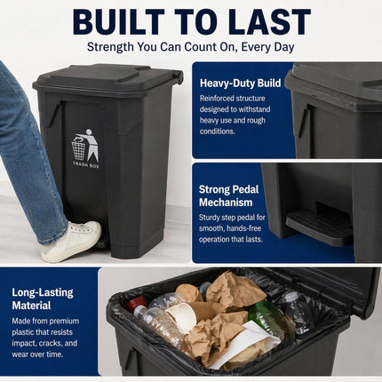 Slim Pedal Bin BPA-Free Plastic Kitchen Bathroom Trash