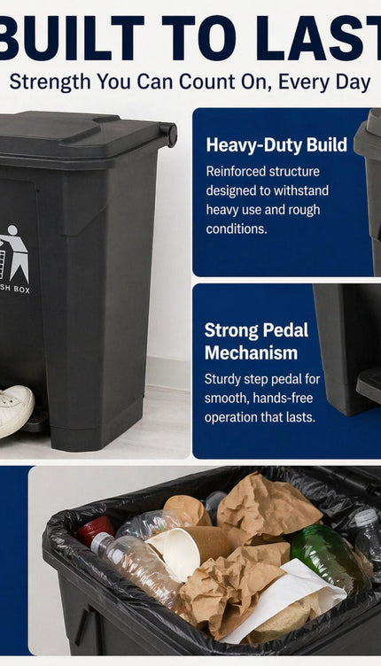 Slim Pedal Bin BPA-Free Plastic Kitchen Bathroom Trash