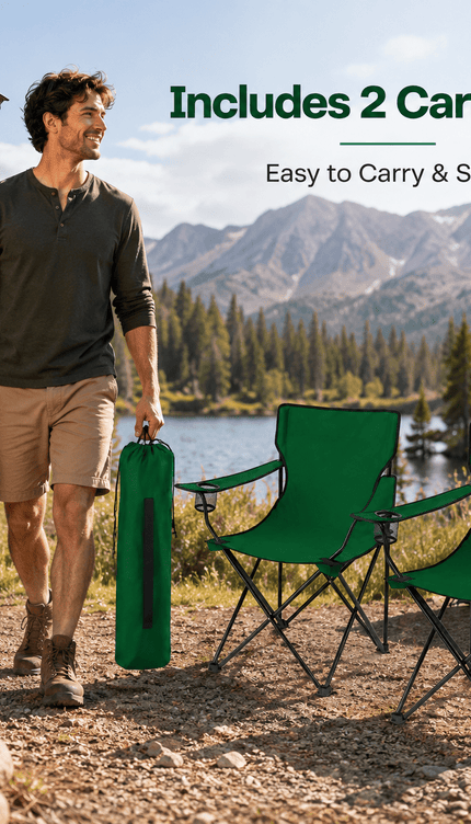 Portable Folding Camping Chair, Lightweight Polyester & Steel Outdoor Chair for Garden, Beach & Picnic