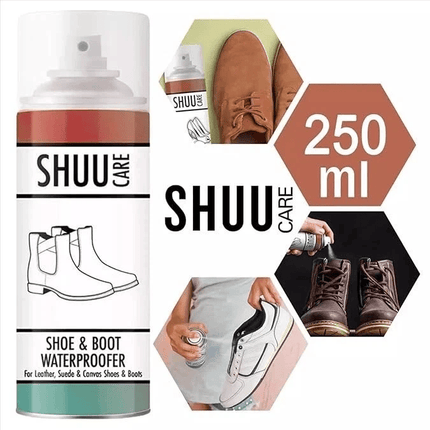 SHUU Shoe Cleaner Spray Leather Suede Waterproofing Deep Boot Cleaner 250ML for Trainers Shoes Boots Sneaker Care Stain Removal & Protection Spray