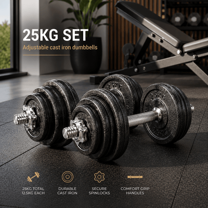 Adjustable Dumbbell Barbell Weight Set Cast Iron 15KG 20KG 30KG 50KG Home Gym