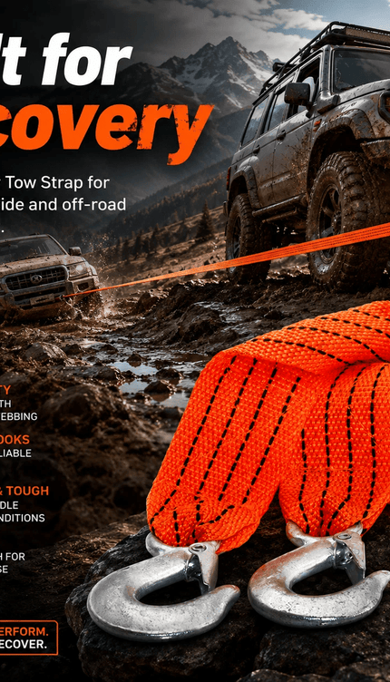 Tow Strap with Hooks 4M Heavy Duty Recovery Towing Belt Rope for Car Truck SUV Vehicle Emergency Pulling Recovery Roadside Assistance
