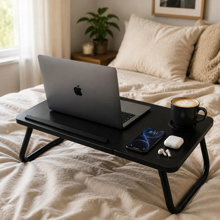 Foldable Laptop Table Portable Bed Sofa Tray with Cup Holder for Notebook Home Office Reading & Breakfast