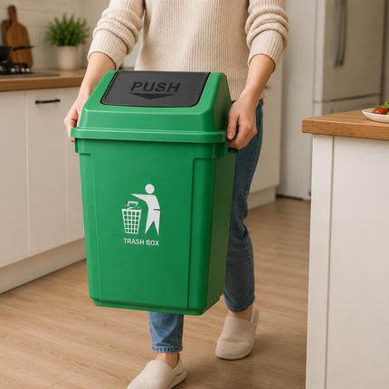 40L Plastic Recycling Bin with Swing Lid – Green