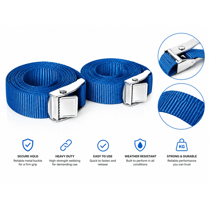 Ratchet Tie Down Strap 2.5M x 2PK Heavy Duty Bike Car Cargo Lashing Belt with Buckle for Trailer Truck Moving Transport Load Securing