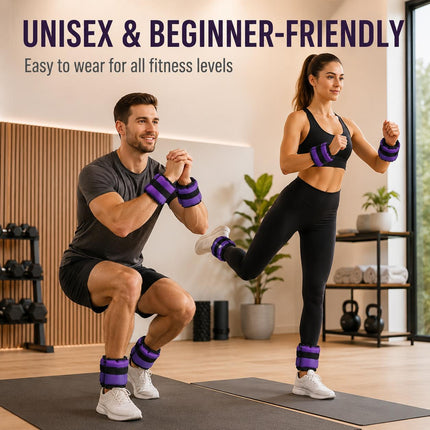 Ankle Wrist Weights Pair Purple Adjustable Leg Weights Straps for Walking Running Yoga Gym Fitness Training Home Workout 0.5kg-3kg