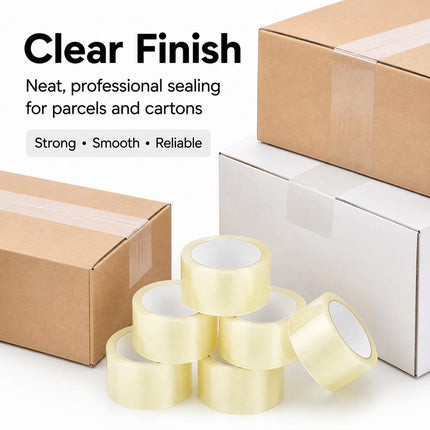 Clear Parcel Tape 48mm x 66m Strong Packing Tape for Boxes | Transparent Packaging Tape for Moving, Shipping, Storage & Dispatch