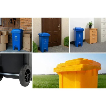 Wheelie Bin 100L 120L Waste Rubbish Dustbin with Lid Rubber Wheels