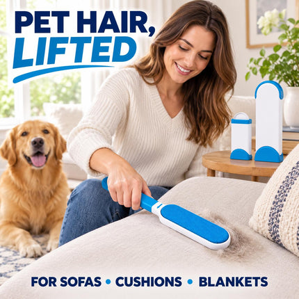 Reusable Pet Hair Remover Brush Set Dog Cat Fur Lint Roller Cleaner for Sofa Clothes Car Seats Furniture & Bedding