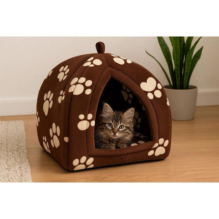 Igloo Pet Bed Cat Bed Kitten Dog Bed Fleece Pyramid Pet House Cozy Washable Warm Cat Cave Pet Tent for Small Animals