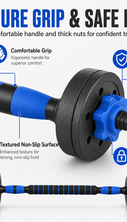 40kg Adjustable Dumbbell & Barbell Set with Push-Up Bars