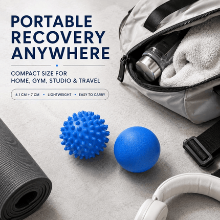 Massage Ball Set Blue 6.1cm & 7cm Deep Tissue Trigger Point Lacrosse Spiky Balls for Muscle Recovery Gym Yoga