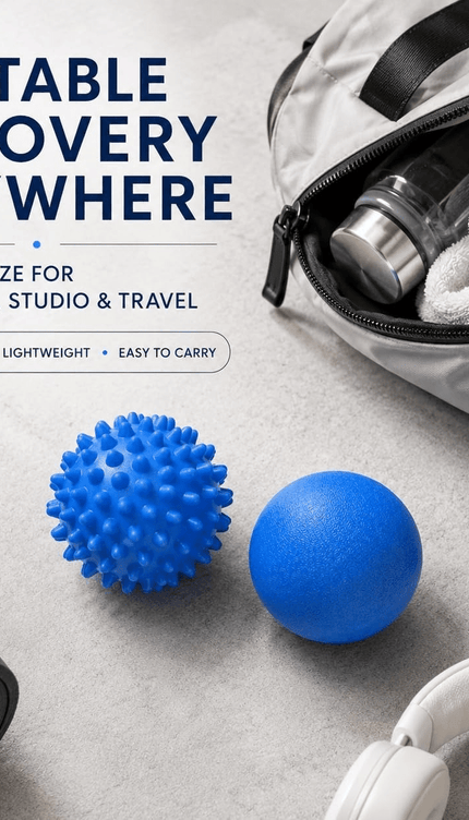 Massage Ball Set Blue Muscle Relieve Pain Therapy Lacrosse Spiky Balls 6.1 & 7cm
