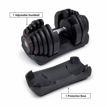 40kg Adjustable Dumbbell Quick Dial Weight System, Space Saving Home Gym Fitness Weight with Non-Slip Handle & Storage Base for Strength Training, Full Body Exercise – Pack of 1 or 2