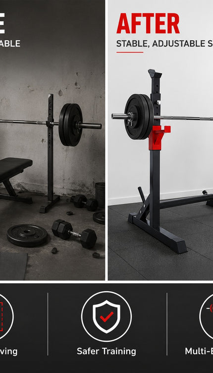 Adjustable Barbell Squat Rack Stand for Bench Press and Home Gym Weight Training