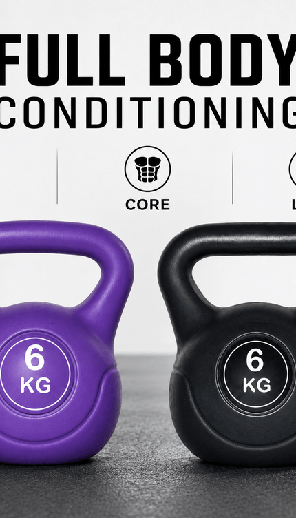 6KG Vinyl Coated Cast Iron Kettlebell Weight for Home Gym, Strength Training, Weightlifting, Cardio and Full Body Fitness Workouts