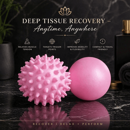 Massage Ball Set for Muscle Recovery Deep Tissue Trigger Point Therapy Lacrosse & Spiky Massage Balls Pink