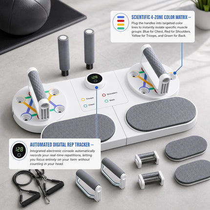 Multifunctional Push Up Board with Resistance Bands, Adjustable Handles Portable Home Gym Workout Equipment for Chest, Shoulders, Arms, Back and Full Body Strength Training Fitness Exercise System
