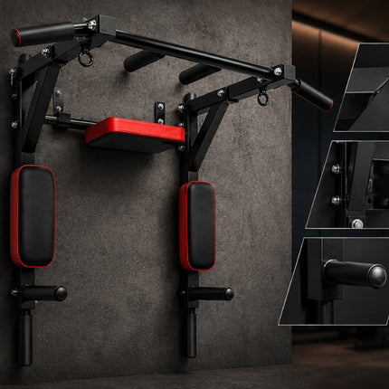 Wall Mounted Pull Up Bar with Multi Grip Handles, Steel Chin Up & Dip Training Station for Home Gym Workout, 300kg Capacity