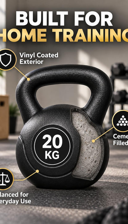 Kettlebell Weights 2KG-20KG Black Vinyl Coated Cement
