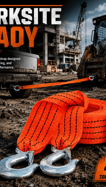 Tow Strap with Hooks 4M Heavy Duty Recovery Towing Belt Rope for Car Truck SUV Vehicle Emergency Pulling Recovery Roadside Assistance