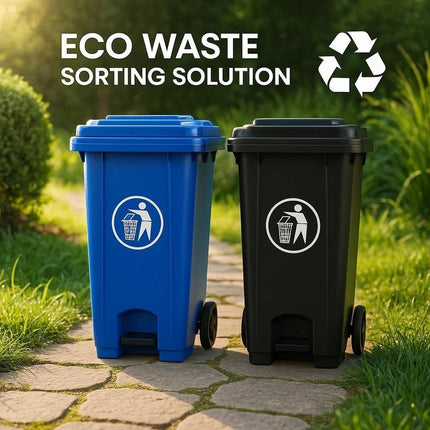 Wheelie Bin 100L 120L Waste Rubbish Dustbin with Lid Rubber Wheels