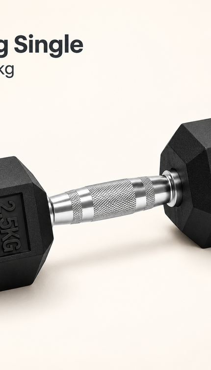 Hex Rubber Dumbbells – Single or Pair, 2.5–20kg