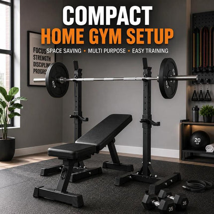 Adjustable Barbell Rack Squat Stand Weight Lifting Bench Press Home Gym Multi-Purpose Workout Station