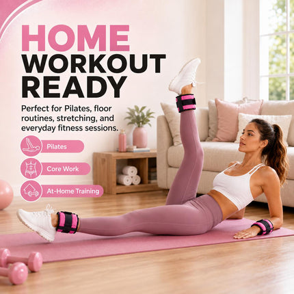 Pink Adjustable Ankle & Wrist Weights – Pair (0.5kg–3kg)