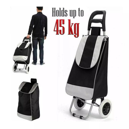 35L Folding Shopping Trolley Cart with Wheels – Waterproof Grocery Bag Carrier