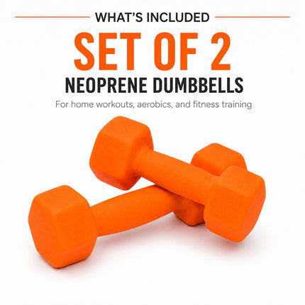 Neoprene Dumbbells Set Of 2 – Durable Iron Hand Weights with Anti-Slip Grip for Home Gym, Aerobic Workout & Fitness Training