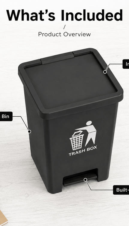 Recycling Pedal Bin 50L/80L, Large Capacity Kitchen & Office Waste Bin with Lid, Hands-Free Rubbish Trash Can for Home, Workplace and Commercial Use